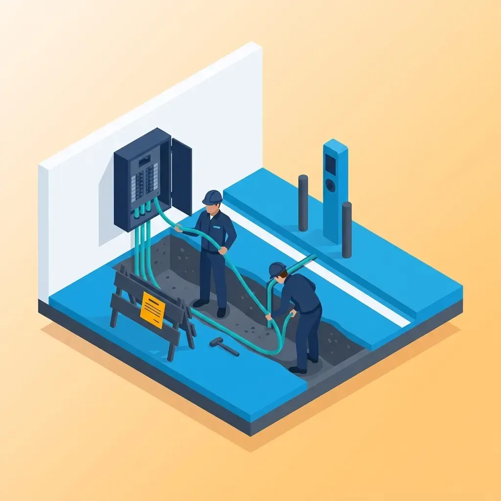 Permit, trench, and install