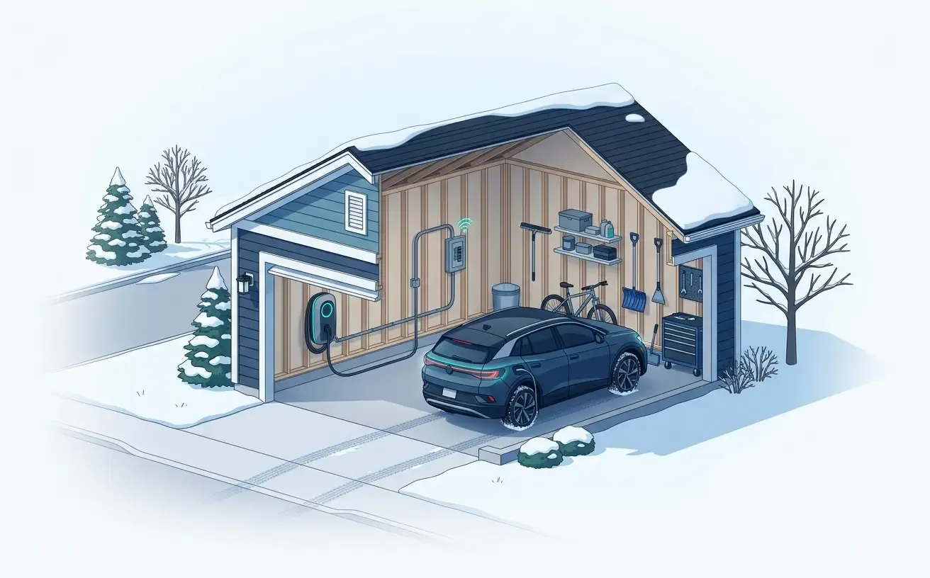 Smart EV home charging station with energy monitoring display